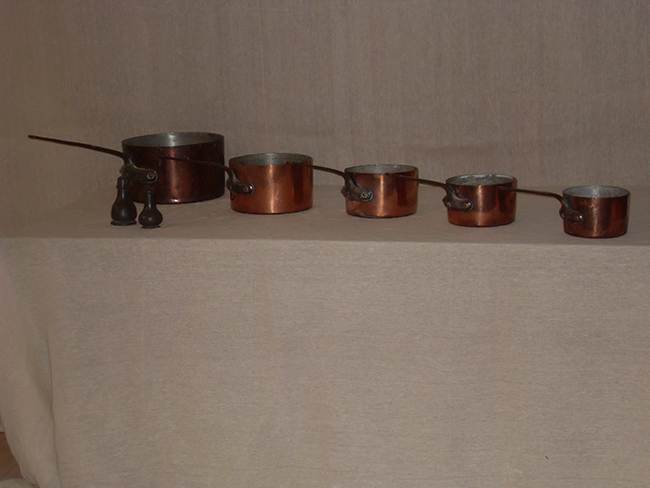 Set of Five Victorian Copper Sauce Pans Set of Five Victorian Copper Sauce Pans