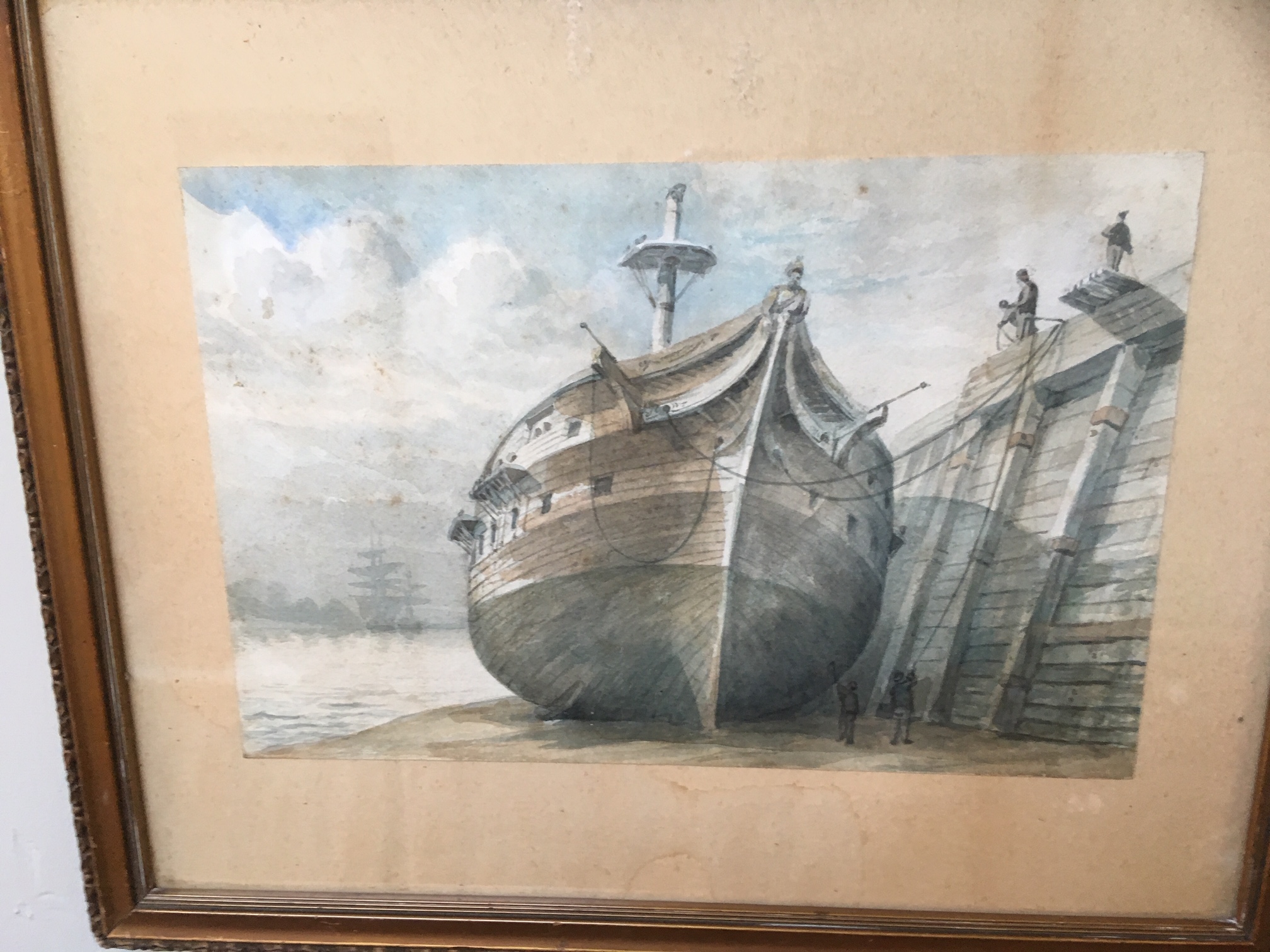 Watercolour: breaming the hull