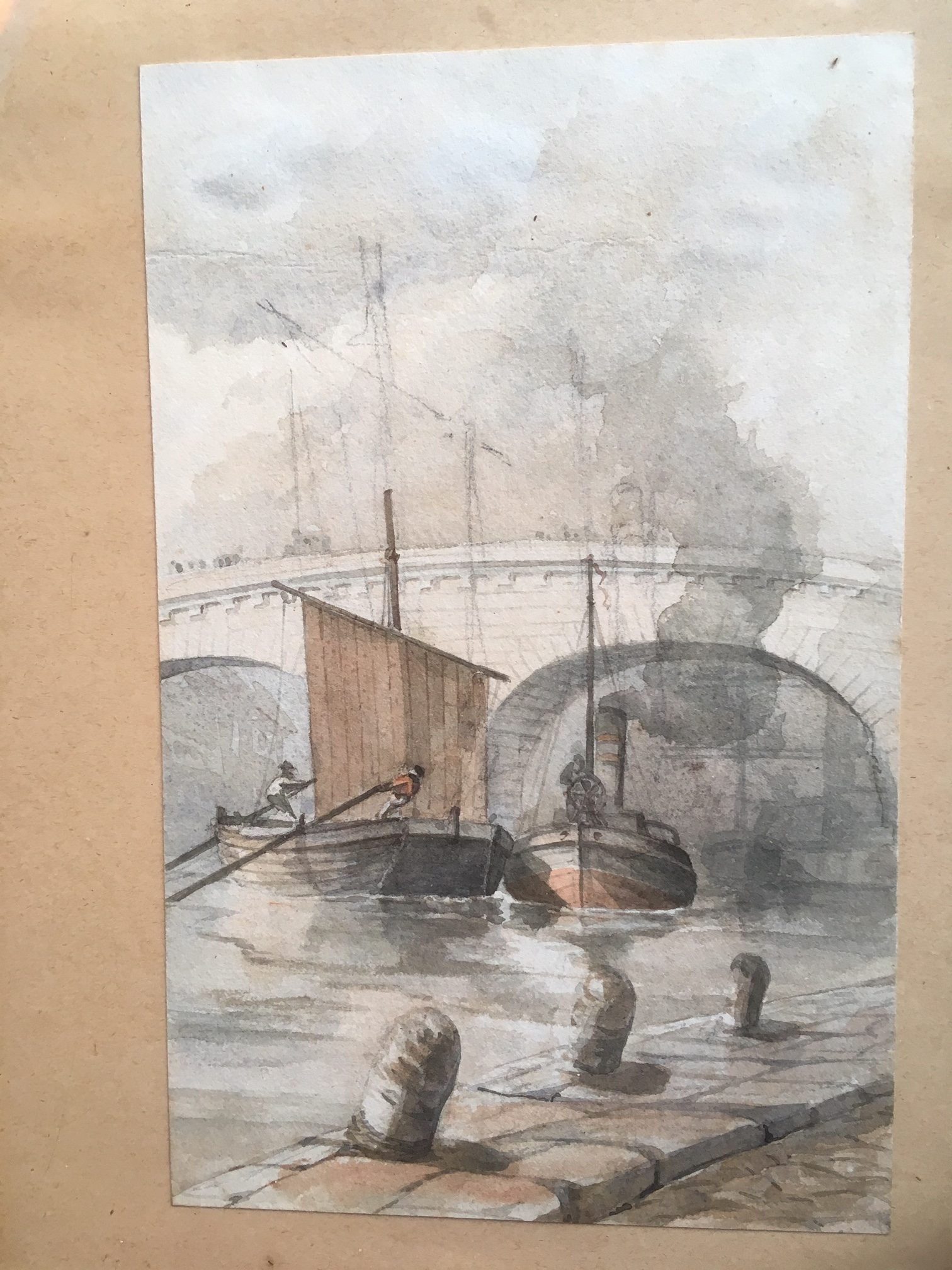 Bristol Bridge circa 1850, watercolour