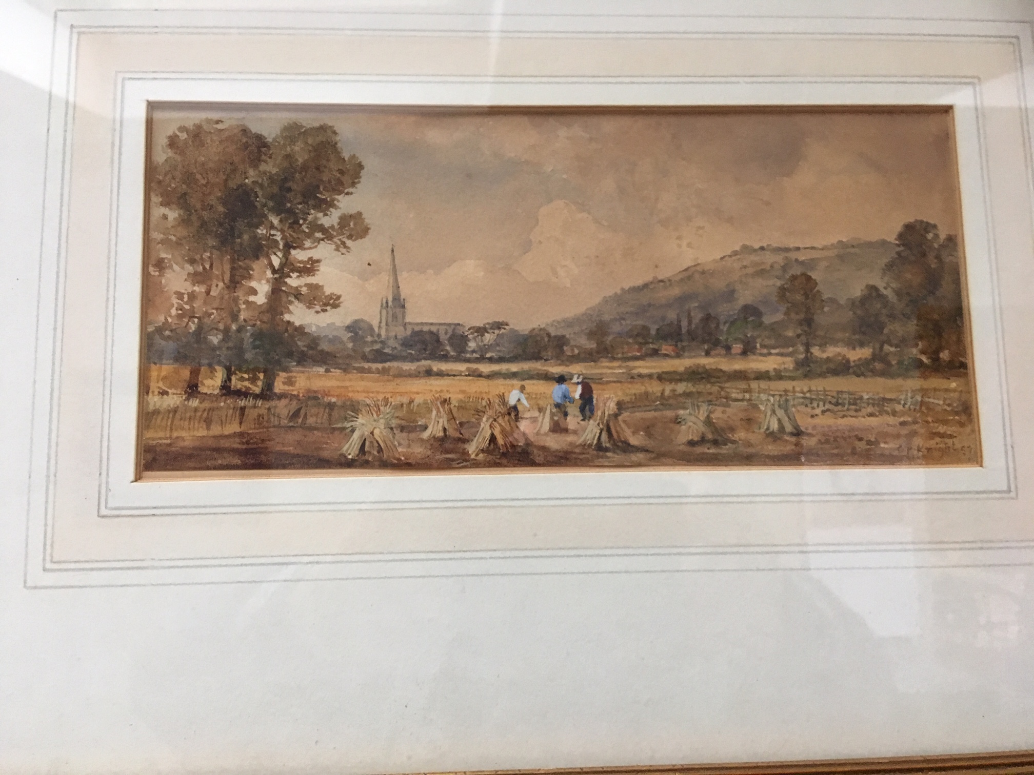 Watercolour, C.P. Knight, 1857 Bristol across the watermeadows