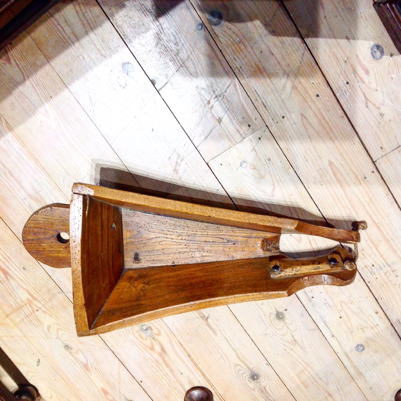Elmwood shoe which fits over a damsel circa 1800.