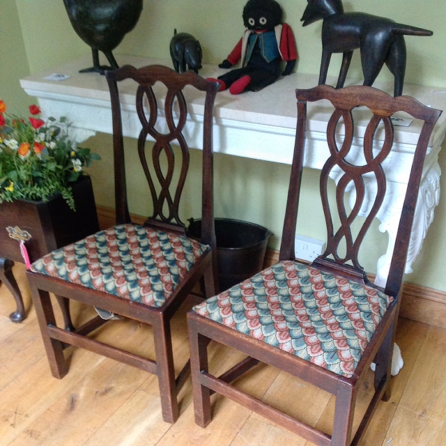 Pair mahogany country chairs, c.1770