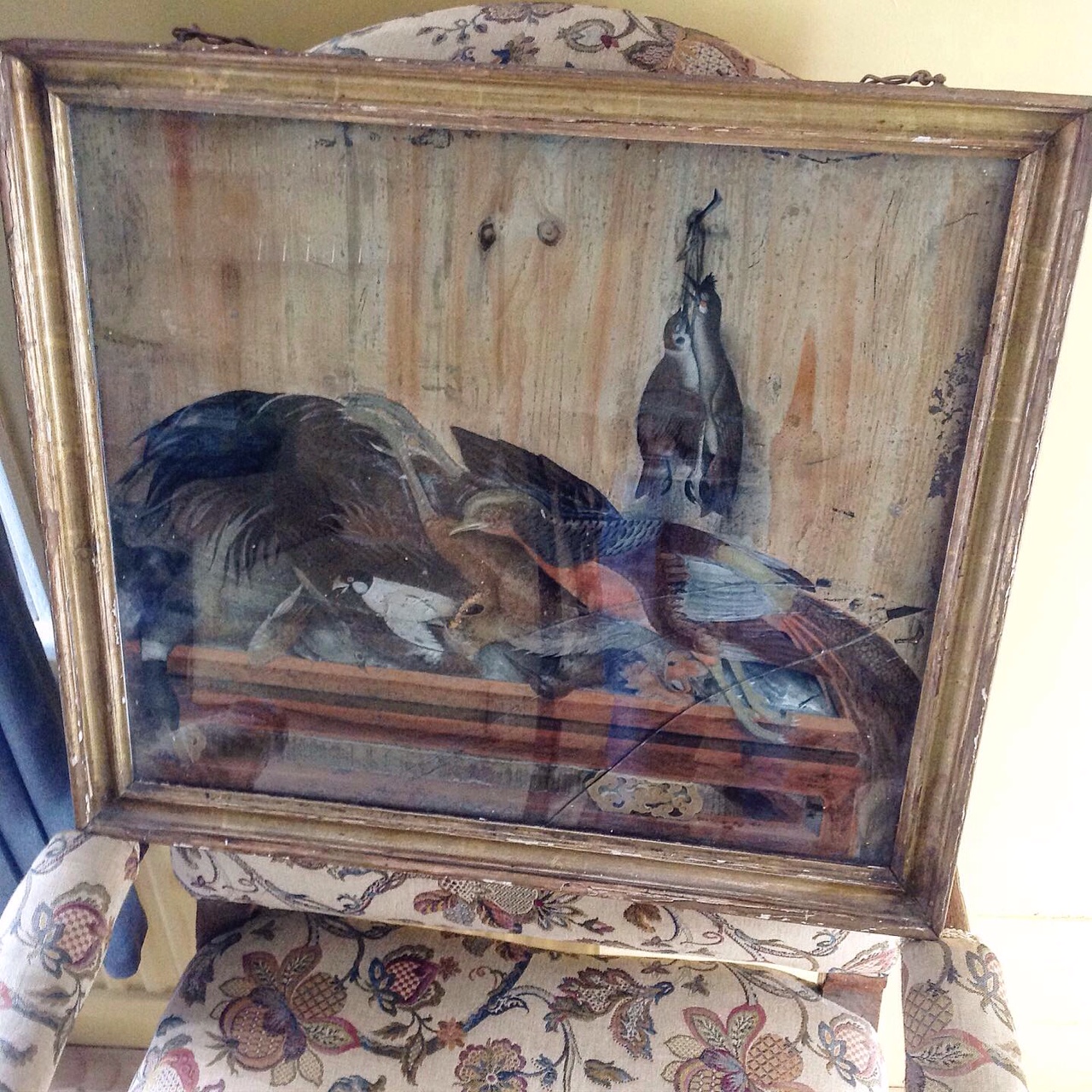 Reverse oil painting on glass, J S Sullivan