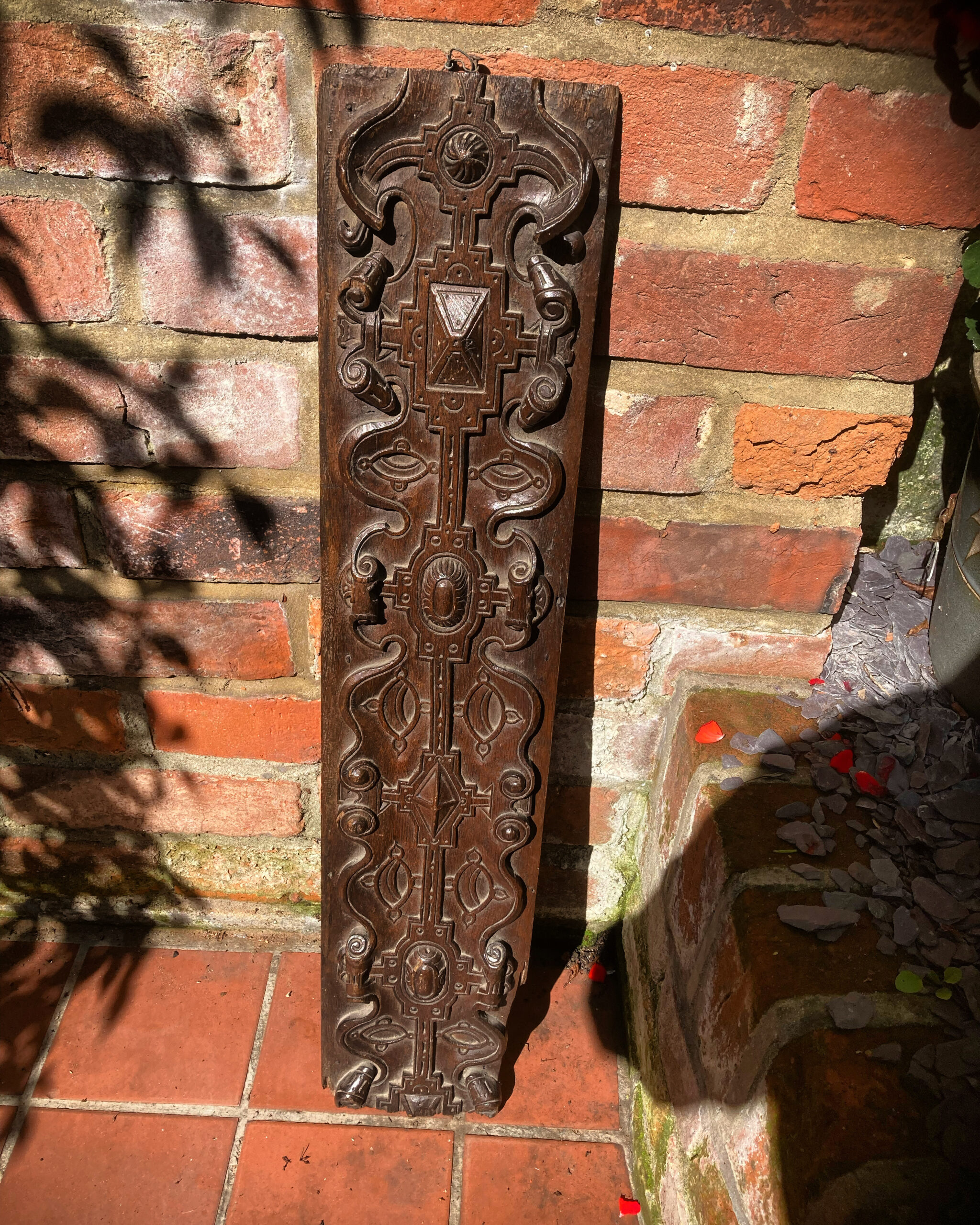 Oak carved strap work panel c.1550