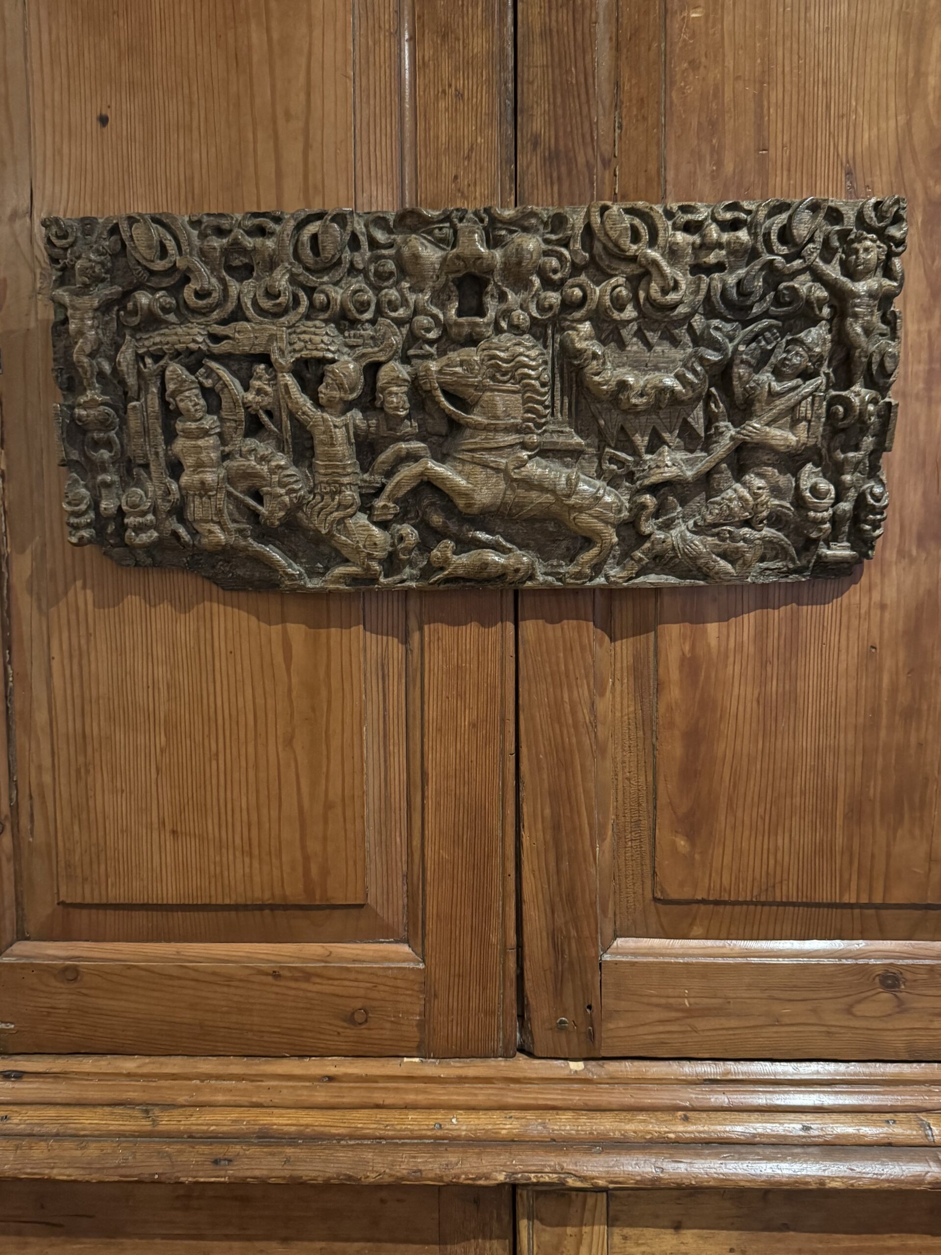 Oak 16th Century Battle Scene, probably Flemish.
